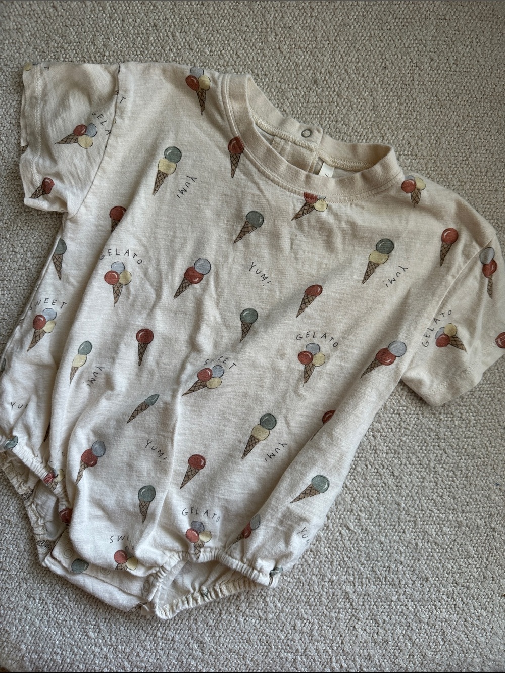Rylee + Cru Cream Ice Cream Cone Print Short Sleeve One-Piece